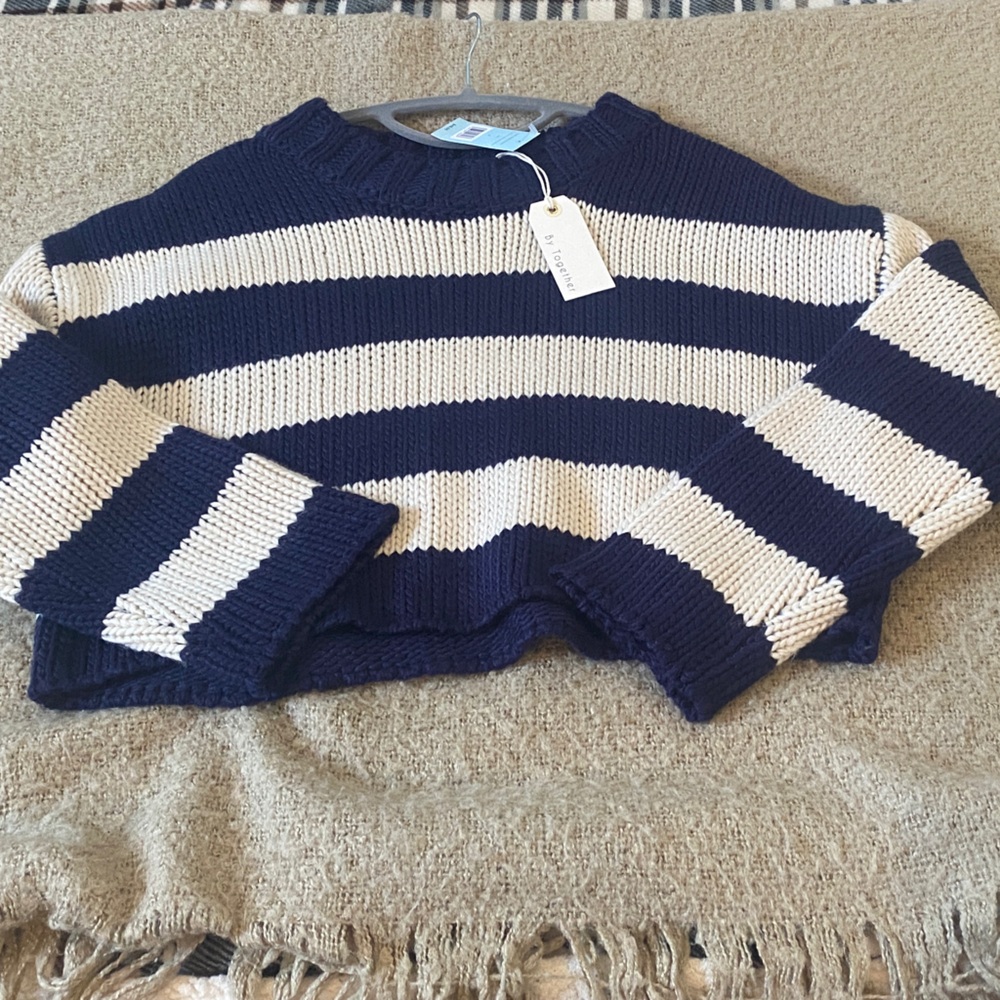 By Together Navy and Cream Striped Sweater